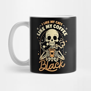 Black Cats and Coffee - Funny Skeleton Mug